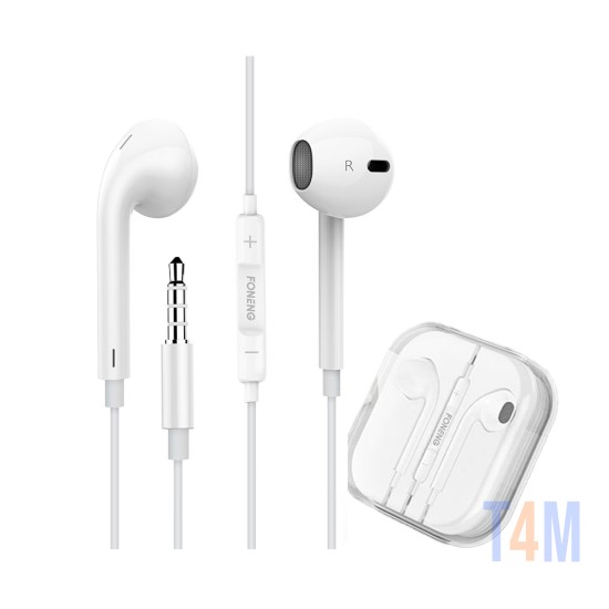 Foneng Music Wired Earphone Kit T46 3.5mm White